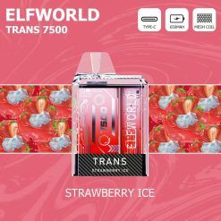 ELFWORLD Trans 7500, 7500 Puffs Disposable Vape Bar Strawberry Ice flavor Bulk Wholesale
