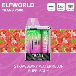 ELFWORLD Trans 7500, 7500 Puffs Disposable Vape Bar Strawberry Watermon Bubblegum flavor Bulk Wholesale