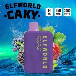 Elfworld-Caky 7000, 7000 Puffs Disposable Vape Box Blue Razz Ice flavor