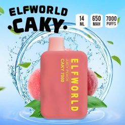 Elfworld-Caky 7000, 7000 Puffs Disposable Vape Box Juicy Peach flavor