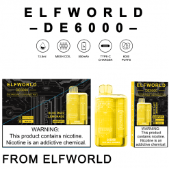 Elfworld DE 6000, 6000 Puffs Disposable Vape bar Bluerazz lemonade flavor Bulk wholesale