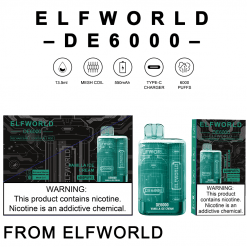Elfworld DE 6000, 6000 Puffs Disposable Vape bar Vanilla Ice cream flavor Bulk wholesale